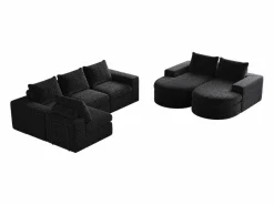 Clearance Sofá esquinero modular de 6 plazas con chaise longue - Tejido chenilla - No requiere montaje Sofá Modular