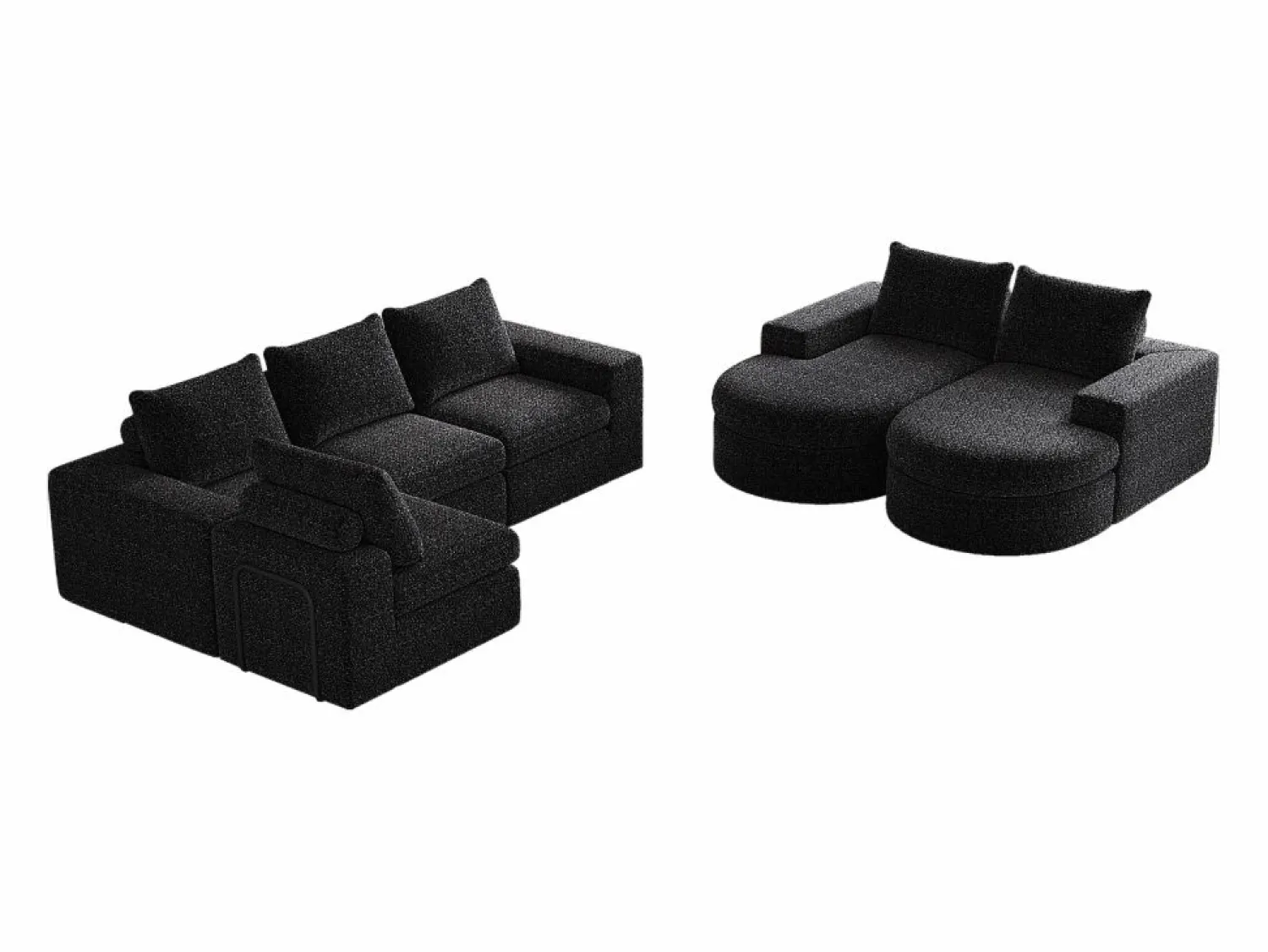 Clearance Sofá esquinero modular de 6 plazas con chaise longue - Tejido chenilla - No requiere montaje Sofá Modular