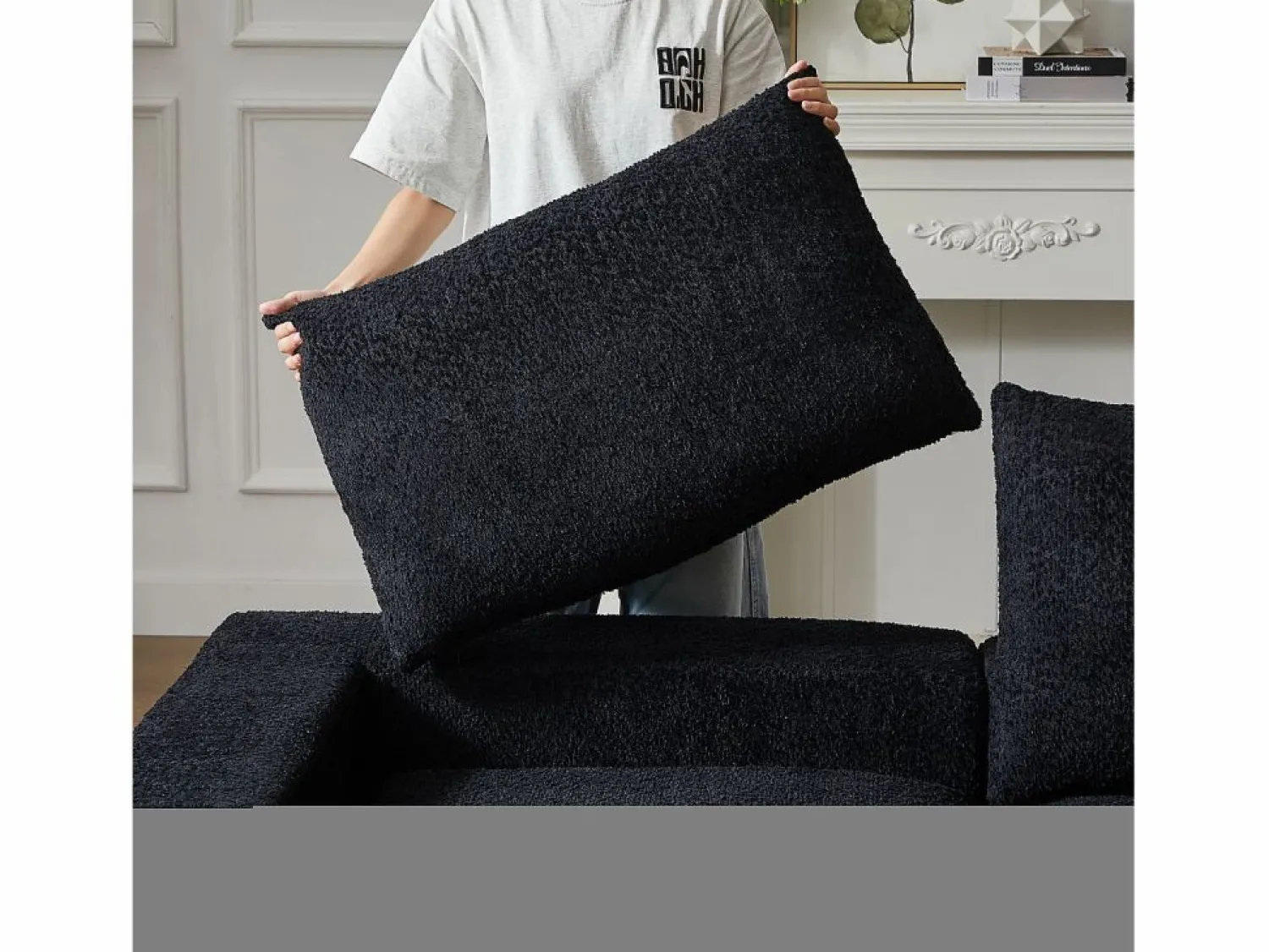 Clearance Sofá esquinero modular de 6 plazas con chaise longue - Tejido chenilla - No requiere montaje Sofá Modular
