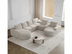 DripeX Sofá Esquinero Modular Reversible 6 Plazas, con 6 Cojines y Almohadas Cervicales, Tejido Chenilla, Salón DIY,