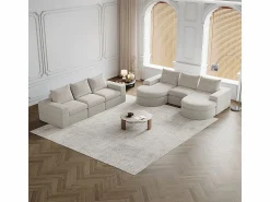 DripeX Sofá Esquinero Modular Reversible 6 Plazas, con 6 Cojines y Almohadas Cervicales, Tejido Chenilla, Salón DIY,