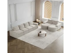 DripeX Sofá Esquinero Modular Reversible 6 Plazas, con 6 Cojines y Almohadas Cervicales, Tejido Chenilla, Salón DIY,