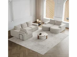 DripeX Sofá Esquinero Modular Reversible 6 Plazas, con 6 Cojines y Almohadas Cervicales, Tejido Chenilla, Salón DIY,