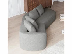 DripeX Sofá Esquinero Recto Moderno Súper Grande 4 Plazas, con 4 Cojines, Chaise Longue Curva, Tejido Chenilla, Gris claro