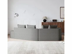 DripeX Sofá Esquinero Recto Moderno Súper Grande 4 Plazas, con 4 Cojines, Chaise Longue Curva, Tejido Chenilla, Gris claro