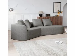 DripeX Sofá Esquinero Recto Moderno Súper Grande 4 Plazas, con 4 Cojines, Chaise Longue Curva, Tejido Chenilla, Gris claro