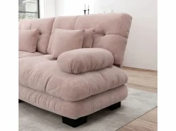 Best KOMHTOM Sofá esquinero, tres plazas, tela suave, tapizado, Rosa