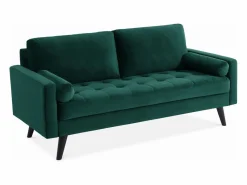 Discount Sweeek Sofá estilo escandinavo de terciopelo con patas de madera, 3 plazas Verde