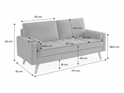 Discount Sweeek Sofá estilo escandinavo de terciopelo con patas de madera, 3 plazas Verde