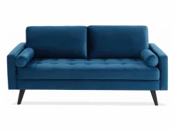 Sweeek Sofá estilo escandinavo de terciopelo con patas de madera, 3 plazas