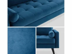 Sweeek Sofá estilo escandinavo de terciopelo con patas de madera, 3 plazas