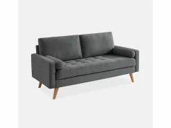 Outlet Sweeek Sofá estilo escandinavo en tela lisa, 3 plazas gris oscuro Gris antracita
