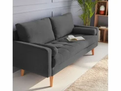 Outlet Sweeek Sofá estilo escandinavo en tela lisa, 3 plazas gris oscuro Gris antracita