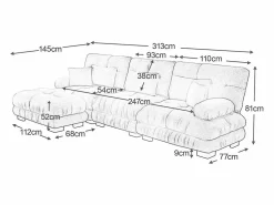 KOMHTOM Sofá extragrande en forma de L, adecuado para el salón, con reposapiés, terciopelo acanalado,