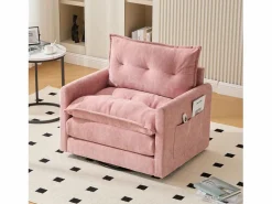 New Sofá individual giratorio de chenilla con reposabrazos y cojines, ideal para salón y dormitorio Sofá Relax