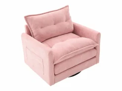 New Sofá individual giratorio de chenilla con reposabrazos y cojines, ideal para salón y dormitorio Sofá Relax