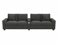 Merax Sofá moderno de 4 plazas - 299 x 80 x 82,7 cm - con puerto USB, reposabrazos abatible y almacenamiento oculto - terciopelo -