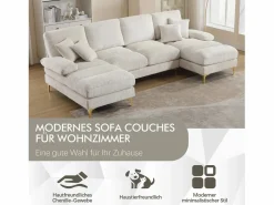 New Sofá moderno en forma de U - 272 x 136 x 88 cm - con 2 asientos reclinables para salón dormitorio - Chenilla - Sofá - 4 Plazas