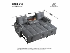 ModernLuxe Sofá moderno en L - Sofá cama modular - Función de cama - Con almacenamiento - Con portavasos -