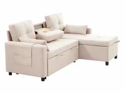 Sale Sofá moderno en L - Sofá cama modular - Función de cama - Con almacenamiento - Con portavasos - Sofá Modular