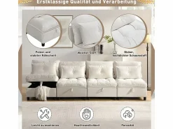 DripeX Sofá Modular 4 Plazas en Chenilla - con 8 Cojines y 4 Almacenamientos - Carga Máx. 500kg - 274x76x87cm -