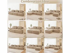Best Sofá Modular 2 plazas en Pana, con otomana y 2 cojines, 204x177x69cm, Sofás Club