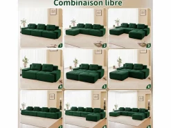 Sale DripeX Sofá Modular 2 plazas en Pana con 2 cojines, sin montaje, 204x104x69cm, Verde