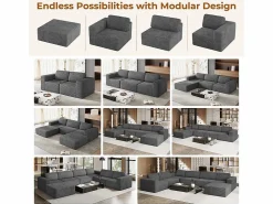 Clearance Sofá Modular 2 plazas en Pana, con 2 cojines, 202x101x82cm, Todos Los Sofás|Sofá Modular