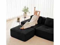 DripeX Sofá Modular 2 plazas en Pana, con otomana y 2 cojines, 204x177x69cm,