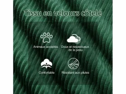New DripeX Sofá Modular 2 plazas en Pana, con otomana y 2 cojines, 204x177x69cm, Verde