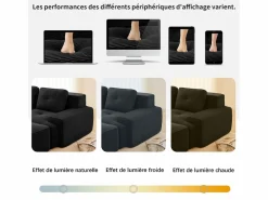 Best DripeX Sofá Modular 2 plazas en Pana con 2 cojines, sin montaje, 204x104x69cm, Negro