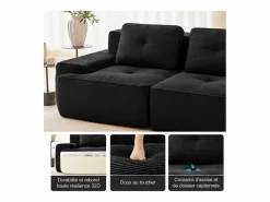 Best DripeX Sofá Modular 2 plazas en Pana con 2 cojines, sin montaje, 204x104x69cm, Negro
