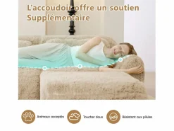 DripeX Sofá Modular 3 plazas en tela peluche, con 3 cojines, sin estructura, 291x104x73cm,
