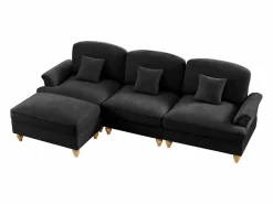 Sofá Modular 3 plazas Estilo Mid Century Falda removible Versátil Chenilla
