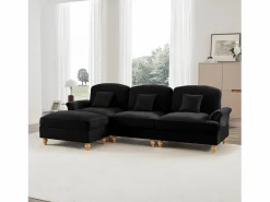Sofá Modular 3 plazas Estilo Mid Century Falda removible Versátil Chenilla