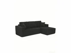 DripeX Sofá modular 3 plazas ángulo derecho terciopelo acanalado, 2 cojines, chaise longue 128cm,