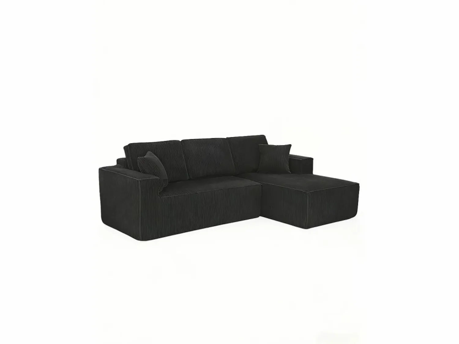 DripeX Sofá modular 3 plazas ángulo derecho terciopelo acanalado, 2 cojines, chaise longue 128cm,