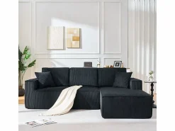 DripeX Sofá modular 3 plazas ángulo derecho terciopelo acanalado, 2 cojines, chaise longue 128cm,