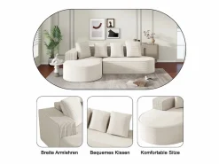 Clearance Sofá modular con chaise longue en L, asiento profundo, relleno de espuma comprimida, Todos Los Sofás|Sofá Modular