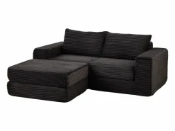 Online Hauss Spole Sofá modular convertible de 2 plazas con otomanas extraíbles - Pana negra Negro