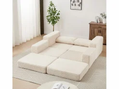 Discount Sofá modular convertible de 2 plazas con otomanas extraíbles - Pana Sofá Modular