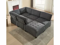 Outlet Sofá modular convertible en terciopelo - 6 plazas - ergonómico - con bolsillos de almacenamiento - 308x154x82cm Sofá Modular