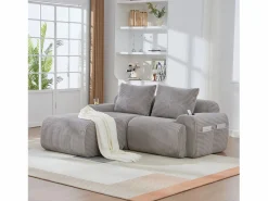 Best Sofá modular de 2 plazas - 200 x 174 x 80 cm - con 1 otomana + portavasos + bolsillo de almacenamiento - terciopelo - Sofá Modular