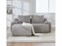 Best Sofá modular de 2 plazas - 200 x 174 x 80 cm - con 1 otomana + portavasos + bolsillo de almacenamiento - terciopelo - Sofá Modular