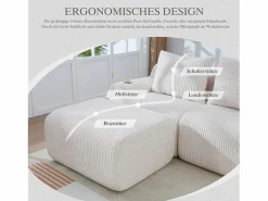 Merax Sofá modular de 2 plazas - 200 x 174 x 80 cm - con 1 otomana + portavasos + bolsillo de almacenamiento - terciopelo -