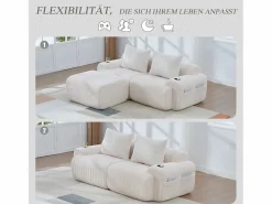 Merax Sofá modular de 2 plazas - 200 x 174 x 80 cm - con 1 otomana + portavasos + bolsillo de almacenamiento - terciopelo -