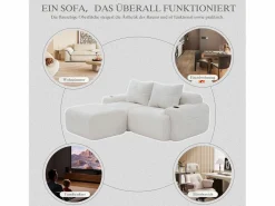 Merax Sofá modular de 2 plazas - 200 x 174 x 80 cm - con 1 otomana + portavasos + bolsillo de almacenamiento - terciopelo -