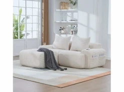 Merax Sofá modular de 2 plazas - 200 x 174 x 80 cm - con 1 otomana + portavasos + bolsillo de almacenamiento - terciopelo -