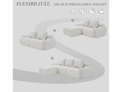 Online Sofá modular de 3 plazas - 268 x 174 x 80 cm - con 1 otomana + portavasos + bolsillo de almacenamiento - terciopelo - Sofá Modular