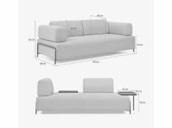 Discount Sofá modular de 3 plazas de diseño moderno por módulos con mesitas Diadema - Sofá Modular